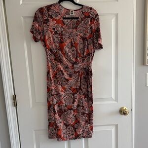 Anne Klein Leaf Print Midi Dress
